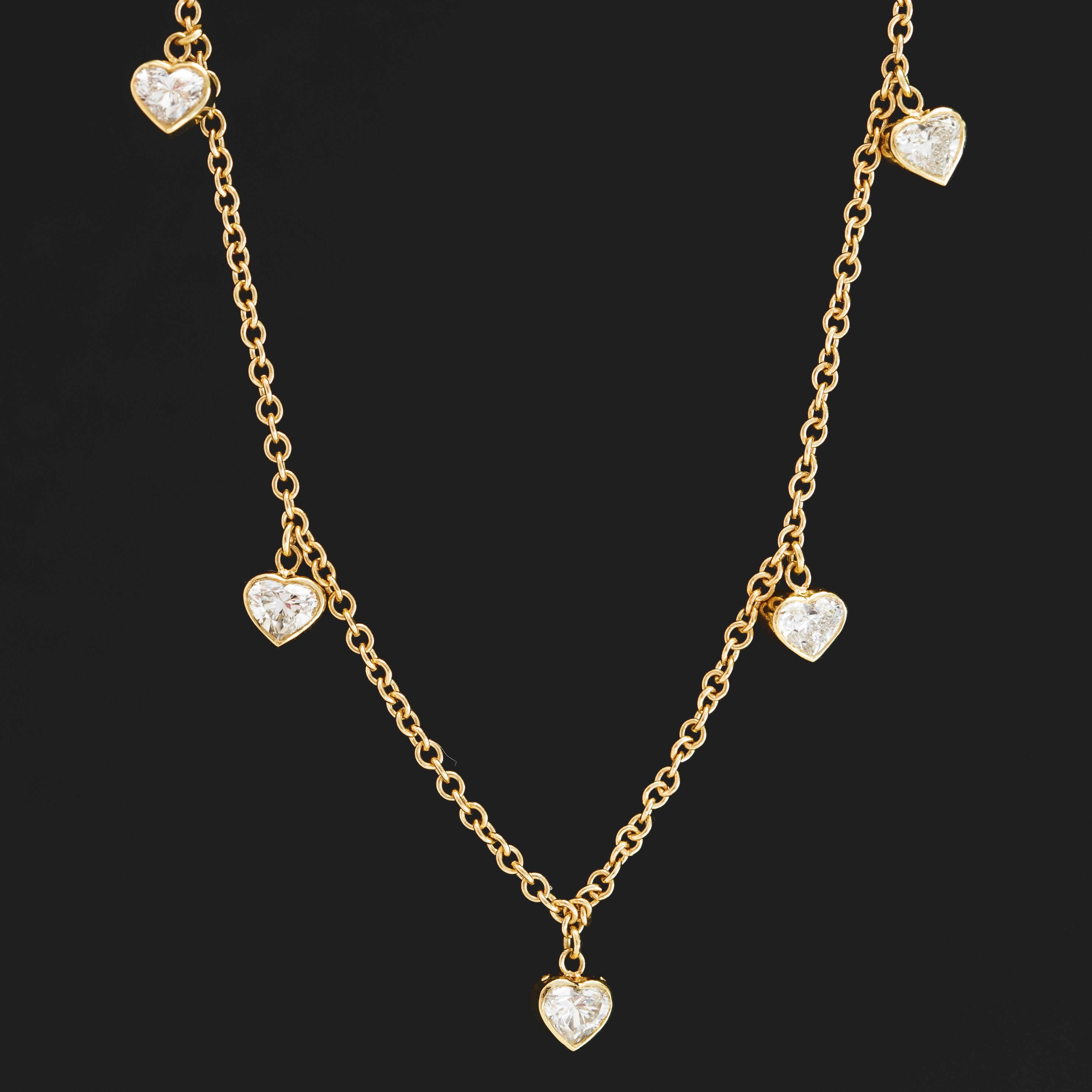 1.30ctw Heart Cut Diamond Bezel Station Necklace