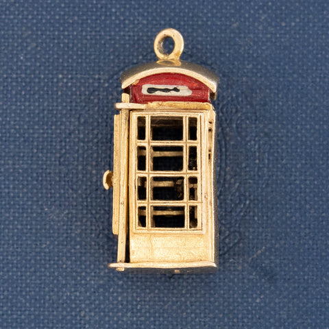 Vintage Articulating Phone Booth Charm, English
