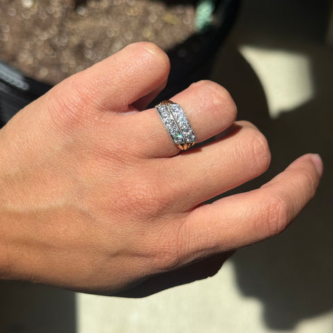 1.00ctw Antique Old European Cut Diamond Double Row Ring