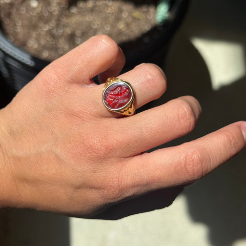 Antique Intaglio Sardonyx Poison Ring