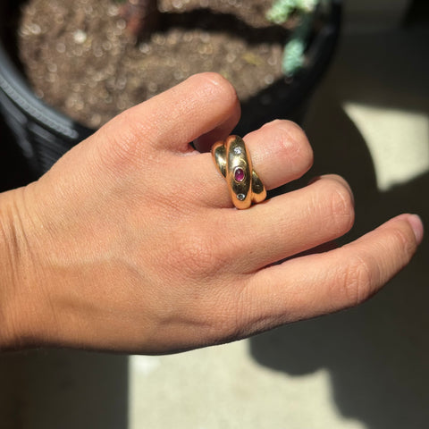RARE Vintage Diamond & Ruby Colisee Ring, by Cartier