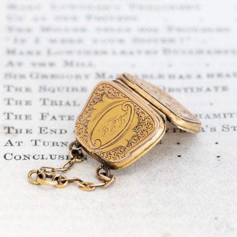 Vintage Engraved Purse Locket Charm