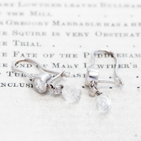 2.00ctw Vintage Briolette Cut Diamond Drop Earrings