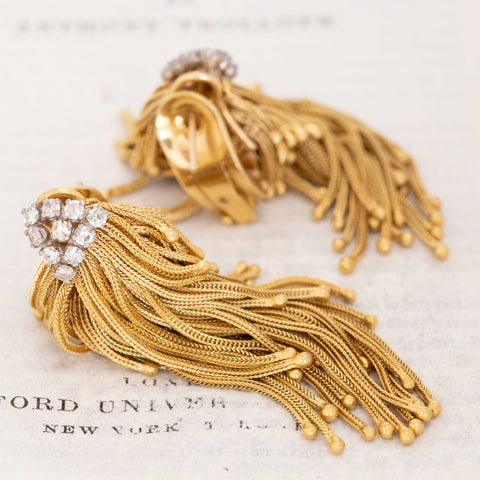 Vintage Diamond Tassel Drop Earrings