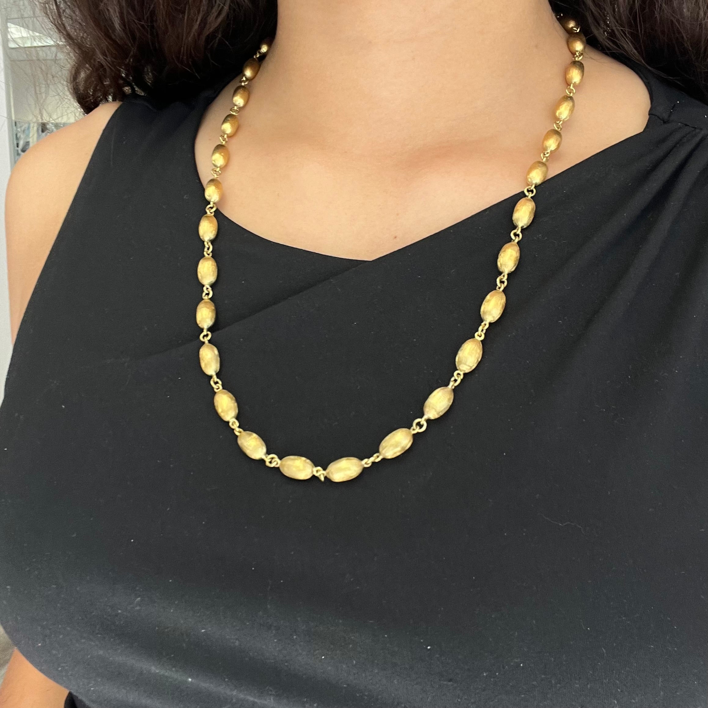 Vintage Portuguese Gold Bead Chain Necklace