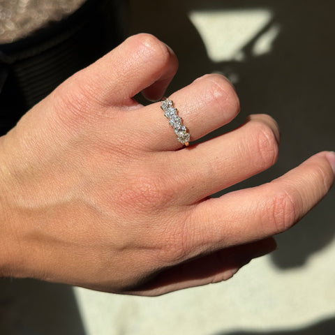 1.31ctw Old Mine Cut Diamond 5-Stone Band