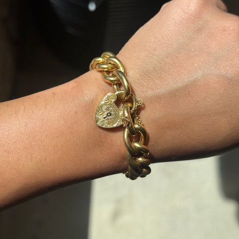 Antique Heart Locket Bracelet, English