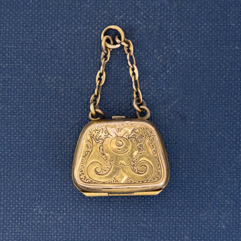 Vintage Engraved Purse Locket Charm