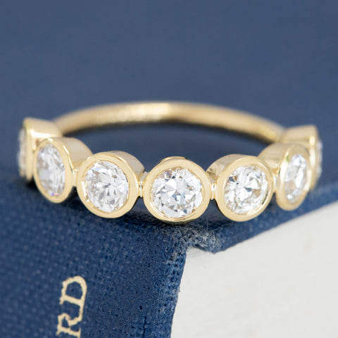 1.44ctw Old European Cut Diamond 7-Stone Bezel Band