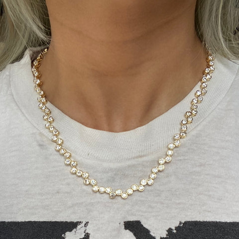 20.01ctw Old European Cut Diamond "Pebble" Bezel Necklace
