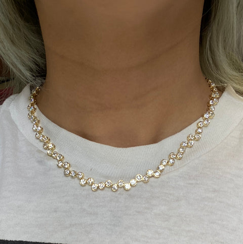 20.01ctw Old European Cut Diamond "Pebble" Bezel Necklace
