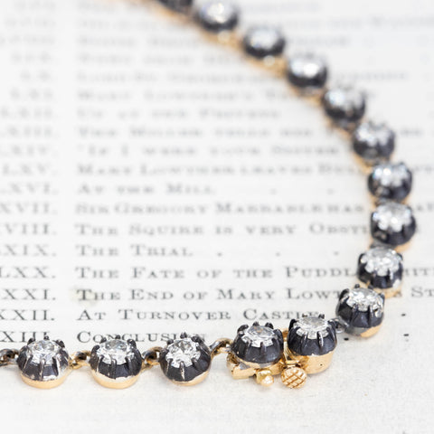 22.48ctw Old European Cut Diamond Riviere Necklace
