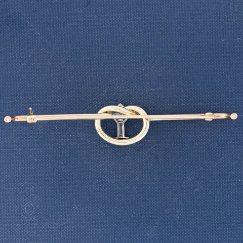 Vintage Two-Tone Diamond & Ruby Lover's Knot Brooch