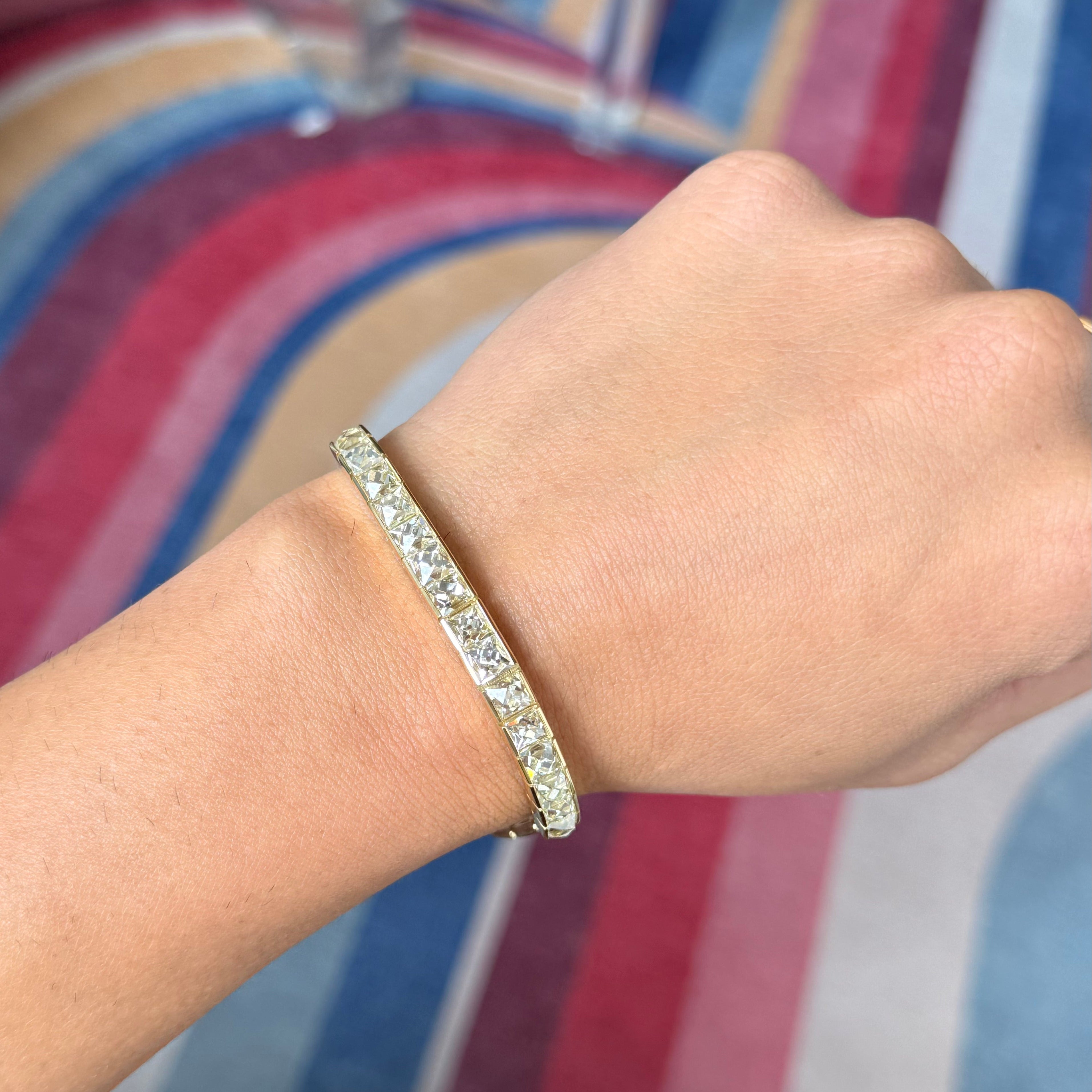 9.90ctw French Cut Diamond Bezel Bracelet