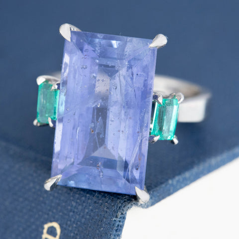 Vintage Color Change Sapphire 3-Stone Ring, GIA No-Heat