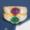 2.85ctw Vintage Emerald & Ruby Twin Stone Diamond Ring