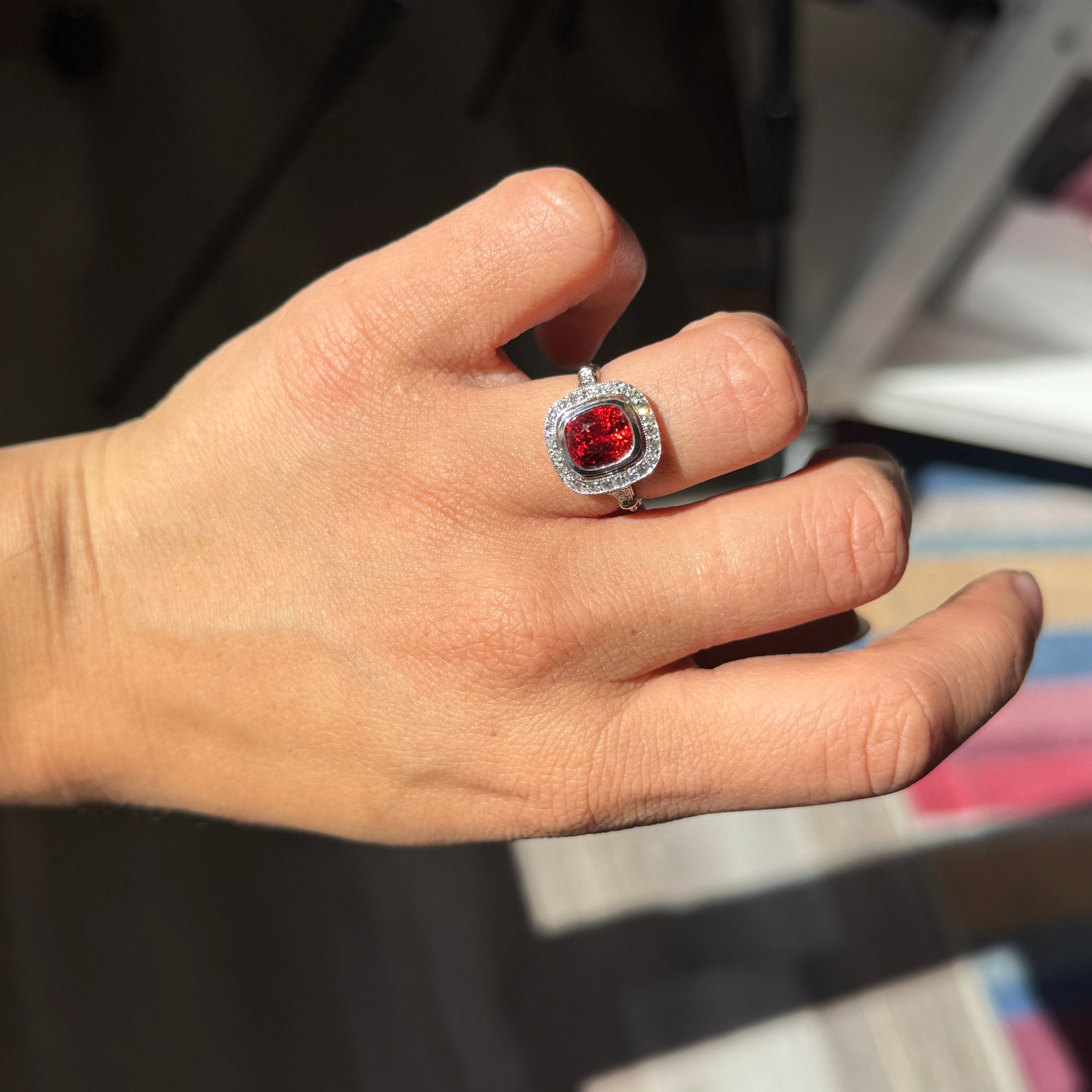 3.85ctw Spinel Diamond Halo Ring