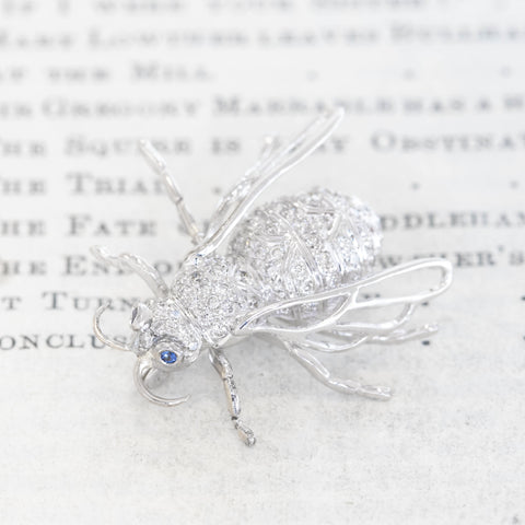 .68ctw Vintage Diamond & Sapphire Bee Brooch