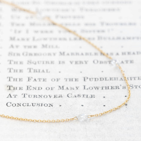 .86ctw Briolette Cut Diamond Station Necklace