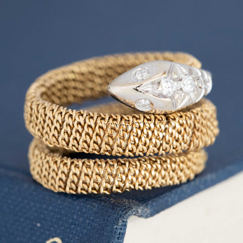 Vintage Diamond Serpent Wrap Ring