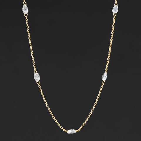 2.02ctw Briolette Cut Diamond Station Necklace
