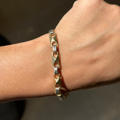 Vintage Two-Tone Tab Link Bracelet