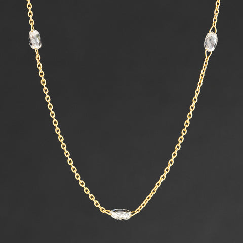 .86ctw Briolette Cut Diamond Station Necklace