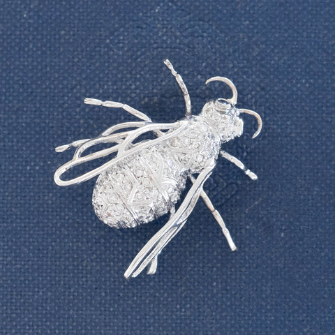 .68ctw Vintage Diamond & Sapphire Bee Brooch