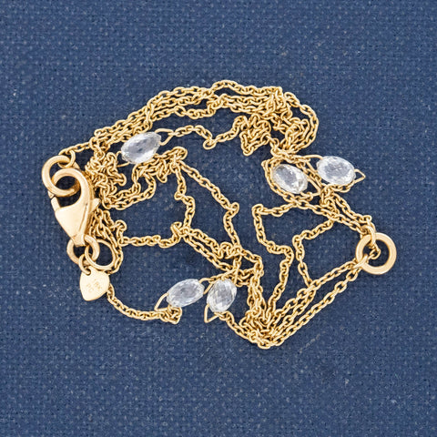 .86ctw Briolette Cut Diamond Station Necklace