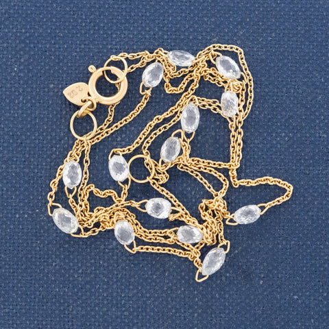 2.02ctw Briolette Cut Diamond Station Necklace