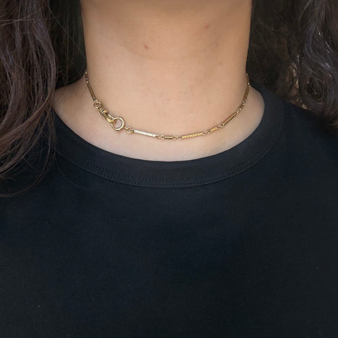 Antique Fancy Box Link Choker Necklace