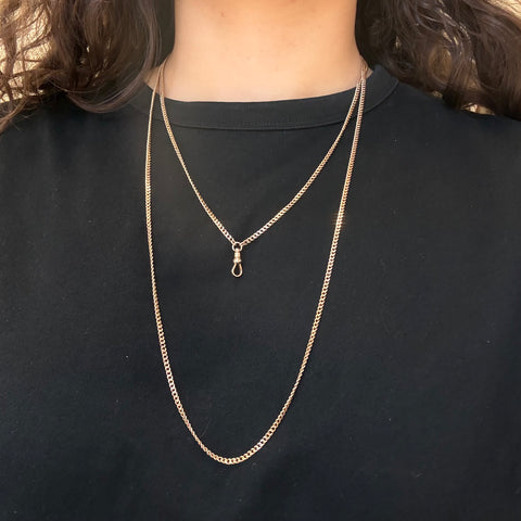 Vintage Long Curb Link Chain Necklace