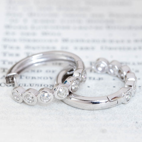 1.25ctw Old European Cut Diamond Bezel Hoop Earrings