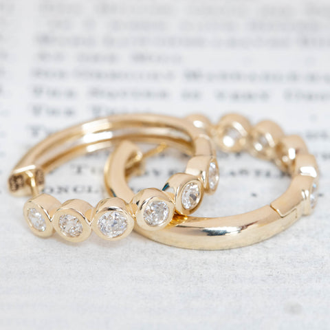 1.47ctw Old European Cut Diamond Bezel Hoop Earrings