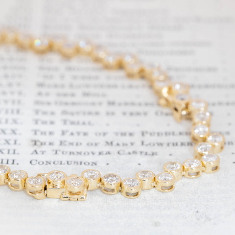 20.01ctw Old European Cut Diamond "Pebble" Bezel Necklace
