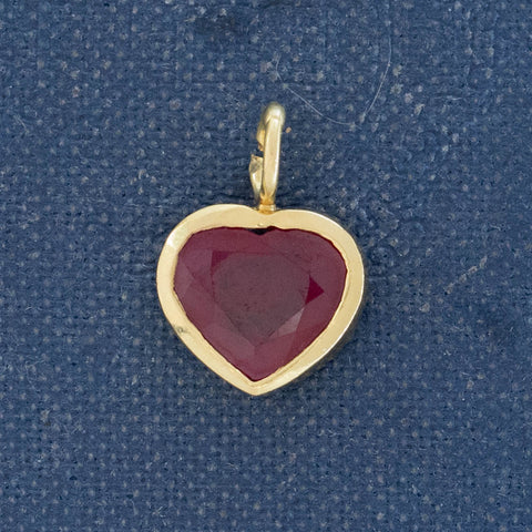 1.75ct Vintage Ruby Heart Bezel Charm
