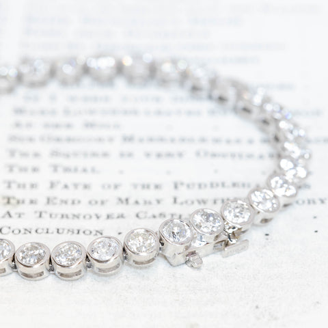 10.74ctw Old European Cut Diamond Bezel Tennis Bracelet