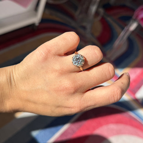 2.85ct Old European Cut diamond collet ring in yellow gold