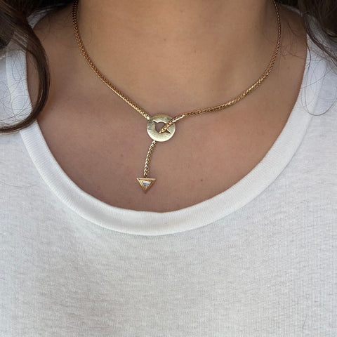 Vintage Triangle Cut Diamond Bolo Necklace, French