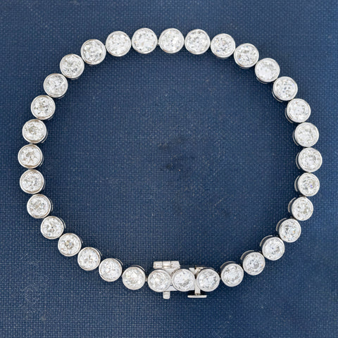 10.74ctw Old European Cut Diamond Bezel Tennis Bracelet