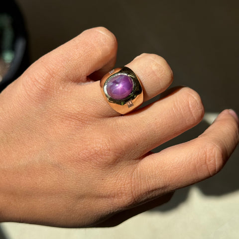 12.36ctw Vintage Star Ruby & Diamond Dome Ring