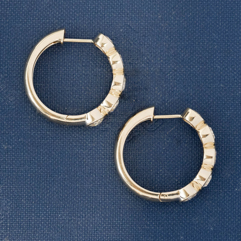 1.47ctw Old European Cut Diamond Bezel Hoop Earrings