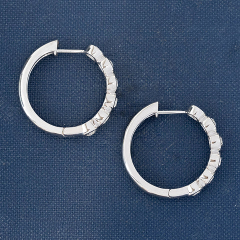 1.25ctw Old European Cut Diamond Bezel Hoop Earrings