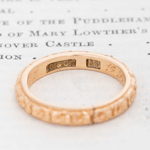 Antique Floral Etched Wedding Band