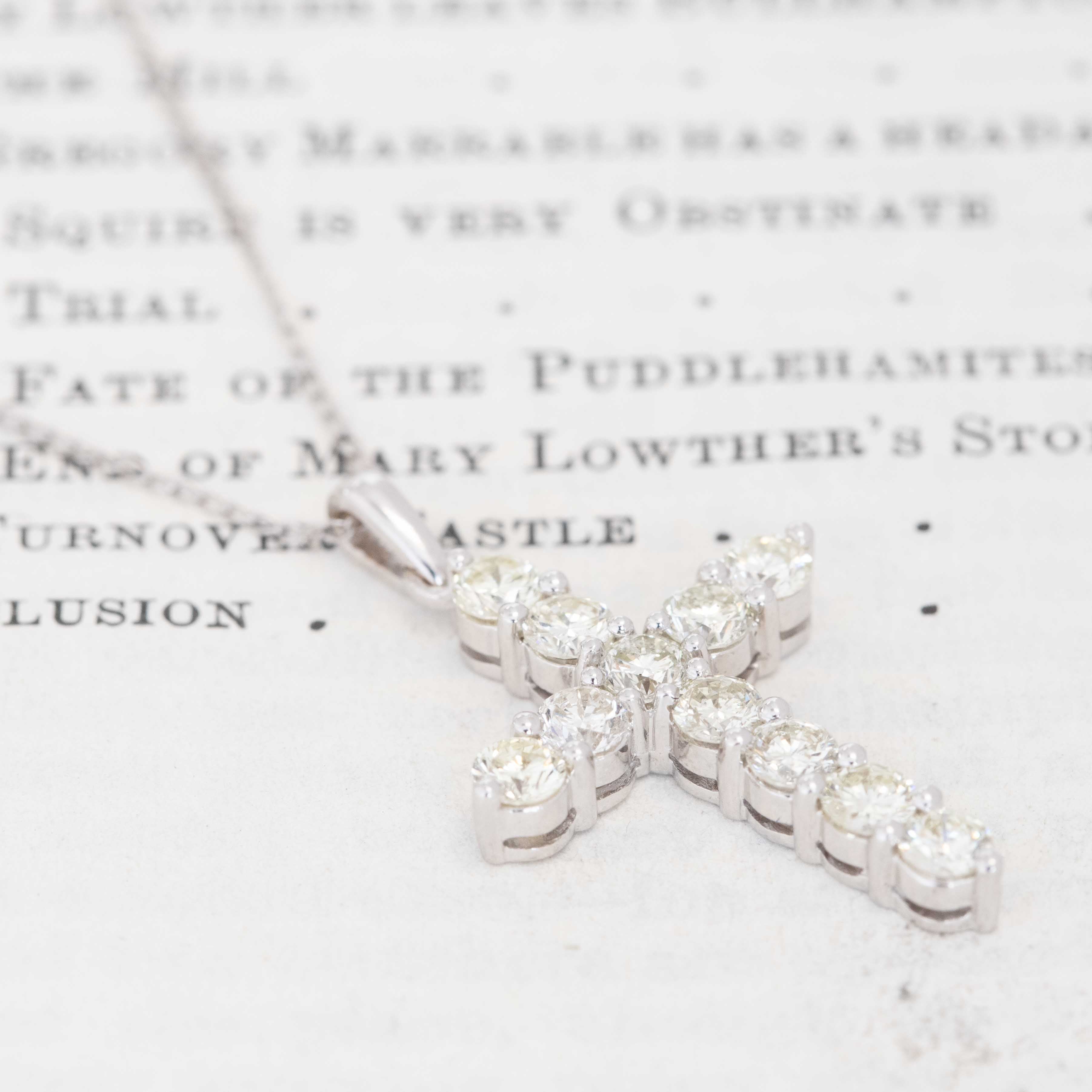 1.30ctw Round Brilliant Cut Diamond Cross Pendant