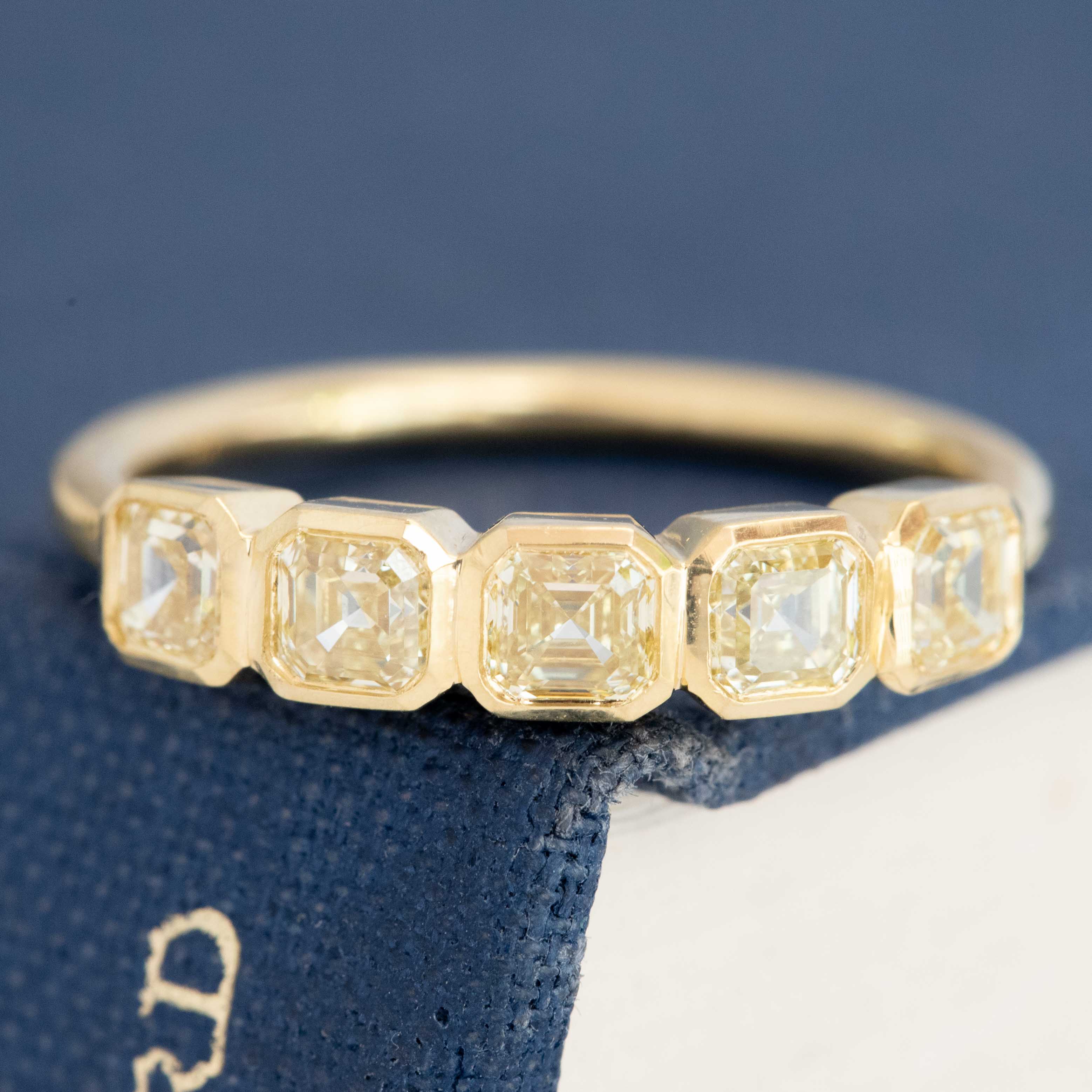 1.14ctw Fancy Yellow Asscher Cut Diamond Bezel Band