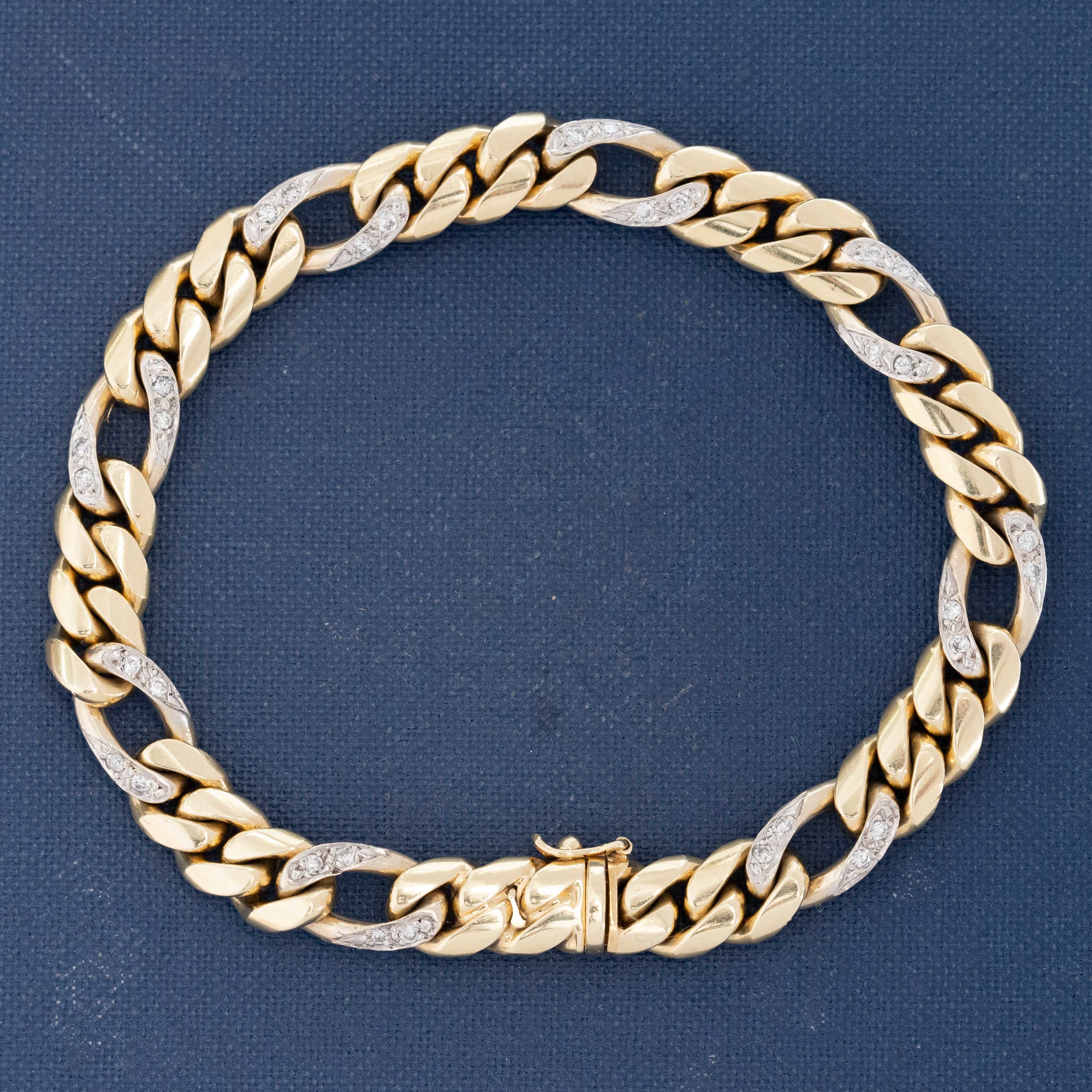 Vintage Diamond Curb Link Bracelet, Italian