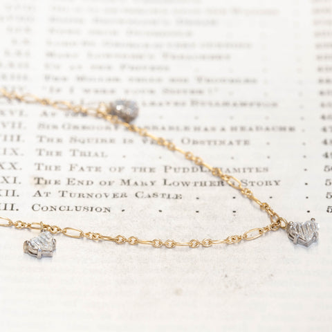 .80ctw Heart Step Cut Diamond Station Necklace