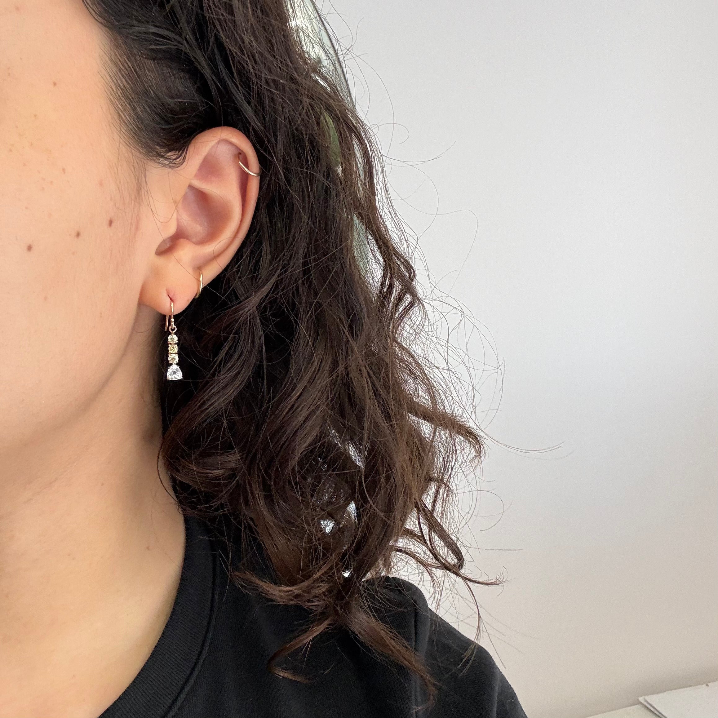 1.55ctw Pear Cut Fancy Diamond Drop Earrings