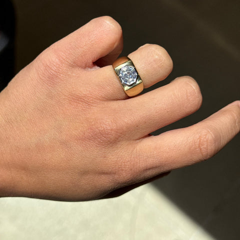 2.65ct Octagonal Step Cut Diamond Bezel Ring, GIA